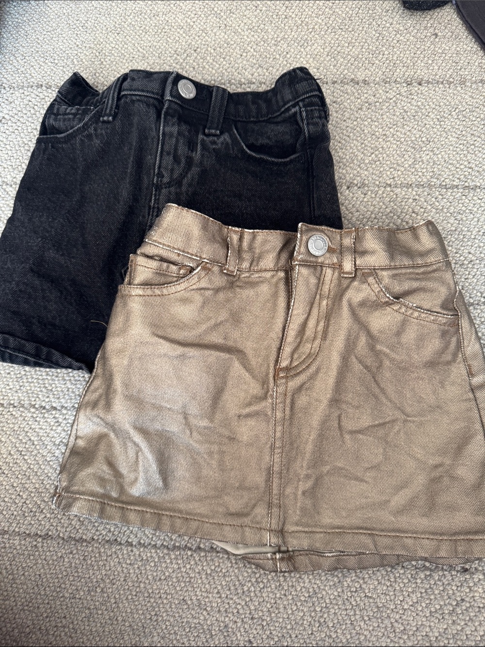Pair of skirts 4T- H&M Metallic Gold Coated Skirt and Old Navy Black Denim